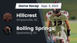 Recap: Hillcrest  vs. Boiling Springs  2022