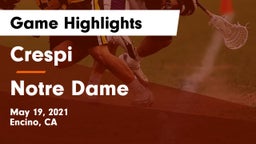 Crespi  vs Notre Dame  Game Highlights - May 19, 2021