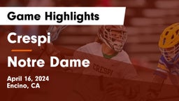 Crespi  vs Notre Dame  Game Highlights - April 16, 2024