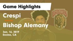 Crespi  vs Bishop Alemany  Game Highlights - Jan. 16, 2019