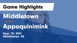 Middletown  vs Appoquinimink  Game Highlights - Sept. 29, 2023