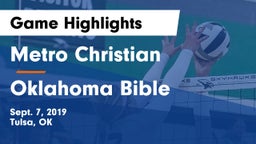 Metro Christian  vs Oklahoma Bible Game Highlights - Sept. 7, 2019