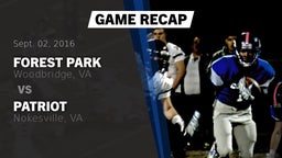 Recap: Forest Park  vs. Patriot   2016