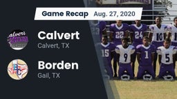 Recap: Calvert  vs. Borden  2020
