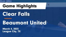 Clear Falls  vs Beaumont United Game Highlights - March 4, 2023