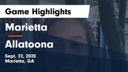 Marietta  vs Allatoona  Game Highlights - Sept. 22, 2020