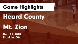 Heard County  vs Mt. Zion  Game Highlights - Dec. 21, 2020