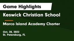 Keswick Christian School vs Marco Island Academy Charter  Game Highlights - Oct. 28, 2022