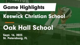 Keswick Christian School vs Oak Hall School Game Highlights - Sept. 16, 2023