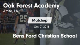 Matchup: Oak Forest Academy vs. Bens Ford Christian School 2016