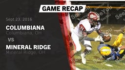 Recap: Columbiana  vs. Mineral Ridge  2016