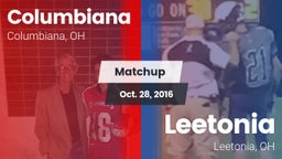 Matchup: Columbiana vs. Leetonia  2016