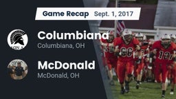 Recap: Columbiana  vs. McDonald  2017