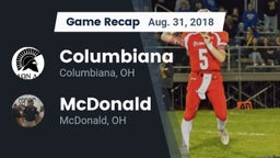 Recap: Columbiana  vs. McDonald  2018