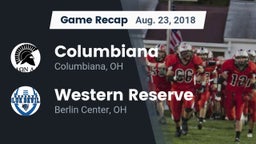 Recap: Columbiana  vs. Western Reserve  2018