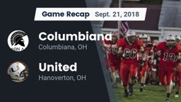 Recap: Columbiana  vs. United  2018