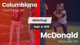 Matchup: Columbiana vs. McDonald  2019