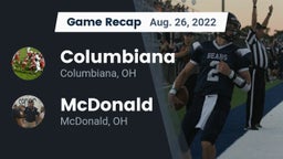 Recap: Columbiana  vs. McDonald  2022