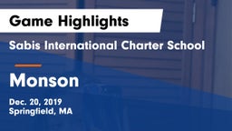 Sabis International Charter School vs Monson Game Highlights - Dec. 20, 2019