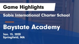 Sabis International Charter School vs Baystate Academy  Game Highlights - Jan. 15, 2020