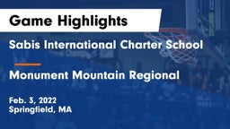 Sabis International Charter School vs Monument Mountain Regional Game Highlights - Feb. 3, 2022