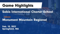 Sabis International Charter School vs Monument Mountain Regional Game Highlights - Feb. 10, 2022