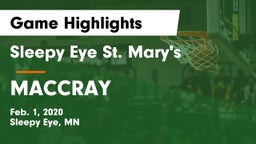 Sleepy Eye St. Mary's  vs MACCRAY Game Highlights - Feb. 1, 2020