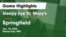 Sleepy Eye St. Mary's  vs Springfield  Game Highlights - Jan. 18, 2022