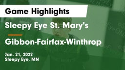 Sleepy Eye St. Mary's  vs Gibbon-Fairfax-Winthrop  Game Highlights - Jan. 21, 2022