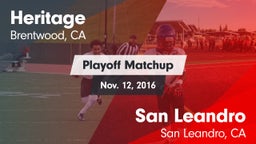 Matchup: Heritage vs. San Leandro  2016