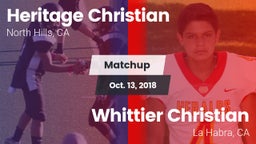 Matchup: Heritage Christian vs. Whittier Christian  2018