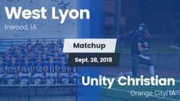 Matchup: West Lyon vs. Unity Christian  2018