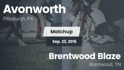 Matchup: Avonworth vs. Brentwood Blaze 2016