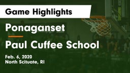Ponaganset  vs Paul Cuffee School Game Highlights - Feb. 6, 2020