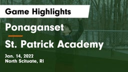Ponaganset  vs St. Patrick Academy Game Highlights - Jan. 14, 2022