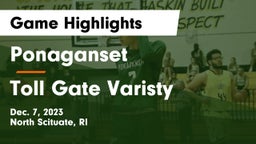 Ponaganset  vs Toll Gate  Varisty Game Highlights - Dec. 7, 2023