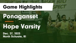 Ponaganset  vs Hope Varsity Game Highlights - Dec. 27, 2023