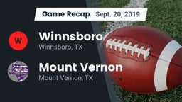 Recap: Winnsboro  vs. Mount Vernon  2019