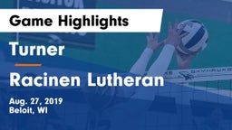 Turner  vs Racinen Lutheran Game Highlights - Aug. 27, 2019