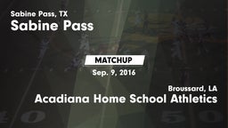 Matchup: Sabine Pass vs. Acadiana Home School Athletics  2016