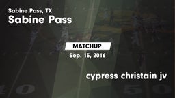 Matchup: Sabine Pass vs. cypress christain jv 2016