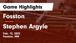 Fosston  vs Stephen Argyle Game Highlights - Feb. 15, 2022