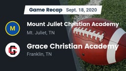 Recap: Mount Juliet Christian Academy  vs. Grace Christian Academy 2020