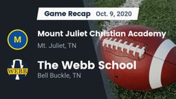 Recap: Mount Juliet Christian Academy  vs. The Webb School 2020