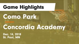 Como Park  vs Concordia Academy Game Highlights - Dec. 14, 2018