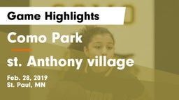 Como Park  vs st. Anthony village Game Highlights - Feb. 28, 2019