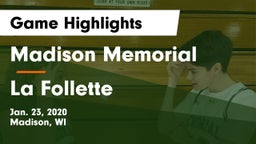 Madison Memorial  vs La Follette  Game Highlights - Jan. 23, 2020