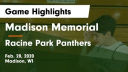 Madison Memorial  vs Racine Park Panthers  Game Highlights - Feb. 28, 2020