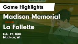 Madison Memorial  vs La Follette  Game Highlights - Feb. 29, 2020
