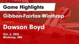 Gibbon-Fairfax-Winthrop  vs Dawson Boyd Game Highlights - Oct. 6, 2023